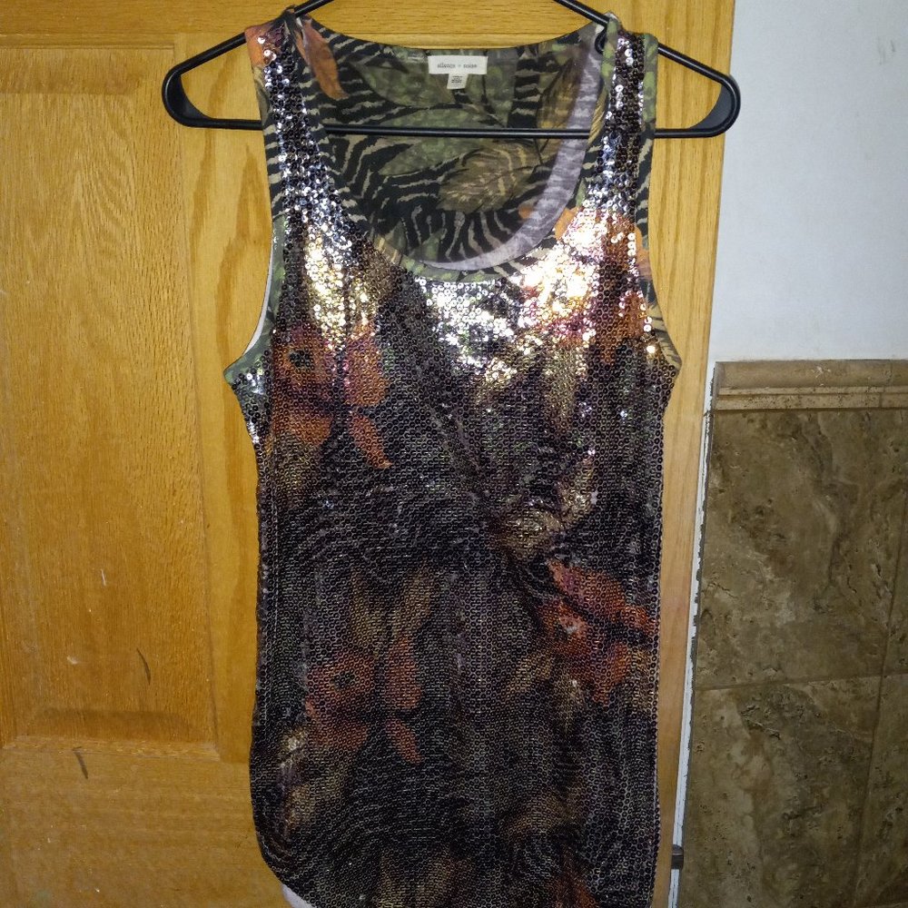 Slience +Noise EUC sequin jungle print tank top